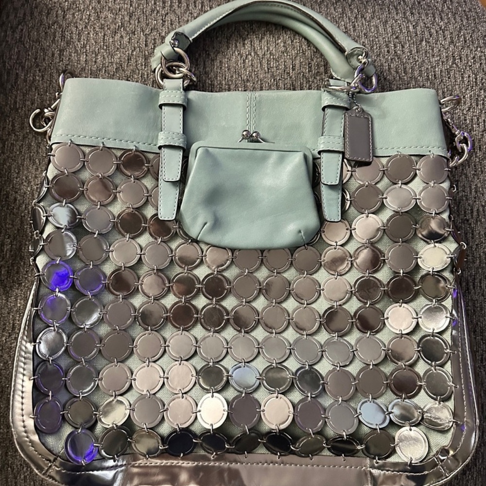 Coach Ltd Ed Bonnie Metallic Disk Chain Link Satchel RARE!  13376